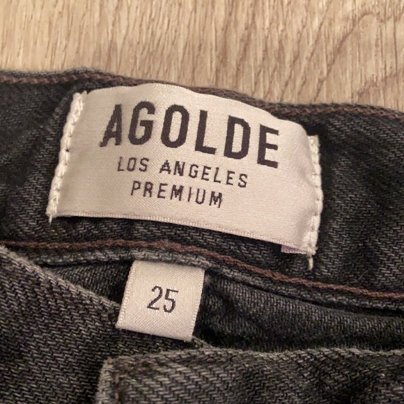 Agolde Grey/Black Button Fly Distressed Hem Jeans - Picture 2 of 5